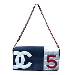 [6/9 가격 개정] CHANEL 희소 샤넬 NO.5 아이콘 초코 바 숄더백 7 번대 시리얼 캔버스 가죽 네이비 원 숄더 세미 숄더 빈티지 골동품 코코 마크 B 랭크 감정 제 중고 샤넬 백