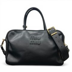 はるにゃん様　MIU MIU ブラック　レザー　ボー　バッグ　ラージ はるにゃん様 MIU MIU ブラック レザー ボー バッグ ラージ - メルカリ