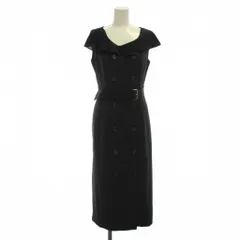 プロポーション ボディドレッシング PROPORTION BODY DRESSING ワンピース M 黒 ダブルブレスト フリルネック ノースリーブ ロング丈 /JP