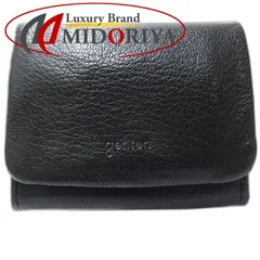 【中古】genten ゲンテン 二つ折り財布 40681 ゴートベーシック コンパクトフラップウォレット レザー ブラック レディース /182020のサムネイル