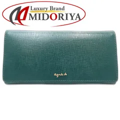【中古】agnes b. アニエスベー 長財布 ロングフラップウォレット レザー グリーン レディース /182023のサムネイル