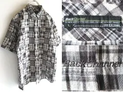 00sアーカイブ Back Channel バックチャンネル ロゴ刺繍 チェック コットンガーゼ クレイジーパッチワークシャツ 半袖 BDシャツ L 黒 白 グレー モノトーンのサムネイル