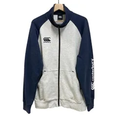 カンタベリー CANTERBURY ラグビー トラックジャケット フルジップ スウェット切替 腕ロゴ XL 灰色 グレー 紺 ネイビー  /MZ ■ECD004のサムネイル