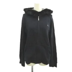バーバリーブラックレーベル BURBERRY BLACK LABEL パーカー 上着 2 黒 ブラック ファー付きフード ジップアップ 長袖  /NP ■ECD004のサムネイル