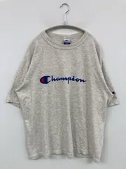 Champion チャンピオン Tシャツ/カットソー L グレー 前面プリント ブランドロゴ ミドル丈 半袖 クルーネック(丸首) メンズ レディース