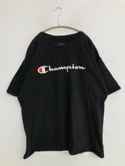 Champion チャンピオン Tシャツ/カットソー 2XL ブラック 前面プリント ブランドロゴ ミドル丈 半袖 クルーネック(丸首) メンズ レディース