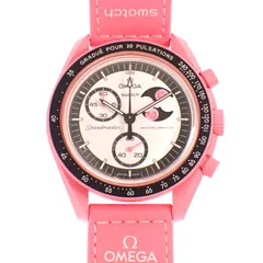 オメガ OMEGA スウォッチ SWATCH ミッショントゥザピンク ムーンフェイズ 限定 S033P700 腕時計 セラミック ナイロン クオーツ ホワイト文字盤 メンズ レディース ユニセックス 人気【中古】【Aランク】のサムネイル