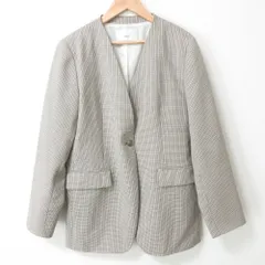 新品同様 23AW INED イネド ガンクラブカラーレスジャケット Vネック ノーカラー ブルゾン 7134141020 11号 ブラウン系 レディース 古着 中古 USEDのサムネイル