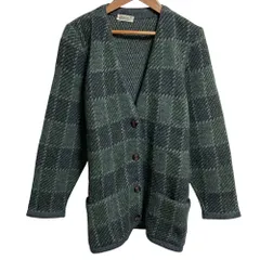 美品 HERNO ヘルノ ヴィンテージ チェック ウール ニット カーディガン サイズ40 グリーン レディース 古着 中古 USEDのサムネイル