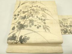 夏物　麻 作り帯 つけ帯　手描き葡萄蔦の葉 夏物 麻 作り帯 つけ帯 手描き葡萄蔦の葉 - メルカリ