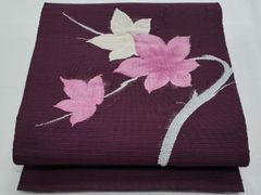 新品☆呉服屋♪綿麻・横段暈し 大人上品な藤の花 スレンダー夏着物