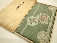 平和屋本店●本場筑前博多織 草木染 手織工房 染匠：小森久 六通柄袋帯 唐織 鳳凰花鏡裏文 証紙付き 共箱付き 正絹 逸品 AABJ7609sxのサムネイル