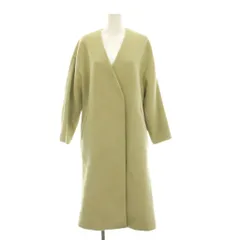 グリーンレーベルリラクシング ユナイテッドアローズ green label relaxing EX FINE リッタイ スリーブ ノーラペル コート ロング ウール アウター 36 ライム グリーン ノーカラー 長袖 3625-147-1758 /YM