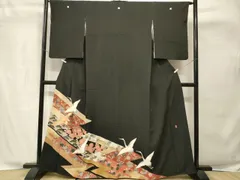 平和屋着物■豪華黒留袖　作家物　駒刺繍　飛鶴宝尽し花文　金彩　正絹　逸品　CABH8898ev