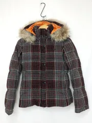 FRED PERRY フレッドペリー ウールチェック柄フードダウンジャケット サイズ：S カラー：グレー/レッドのサムネイル