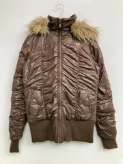 ROXY ロキシー ダウンジャケット/コート M ブラウン フェイクファー 無地 ワンポイント ブランドロゴ ショート丈 ジップアップ フードあり レディースのサムネイル