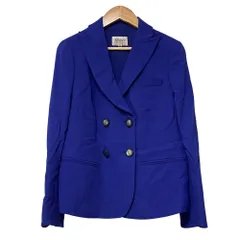 美品 ARMANI COLLEZIONI アルマーニコレッツォーニ ダブルブレスト テーラードジャケット サイズ38 ブルー レディース 古着 中古 USEDのサムネイル