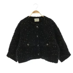 イエナ IENA  24AW モヘヤループ ドットショートコート アウター ノーカラー 36 黒 ブラック グレー /CX ■OSのサムネイル
