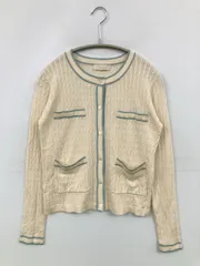 Cara カーラ カーディガン/ボレロ SC アイボリー ウール・ニット コットン 無地 ライン柄 ミドル丈 長袖 レディースのサムネイル