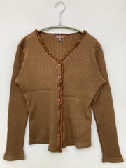 ROXY ロキシー カーディガン/ボレロ M ブラウン ニット 無地 ワンポイント 刺繍 長袖 ショート丈 レディースのサムネイル