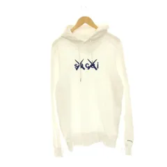サカイ sacai × カウズ KAWS パーカー スウェット プルオーバー ロゴ 3 白 紺 /CX ■OSのサムネイル