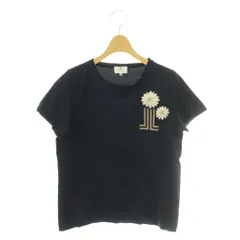 ランバンオンブルー LANVIN en Bleu フラワー装飾 半袖 カットソー ワッペン 38 紺 ネイビー /MI ■OSのサムネイル