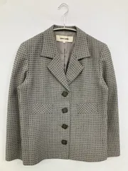 pierre cardin ピエールカルダン テーラードジャケット 9 グレー ウール・ニット ドット柄 ミドル丈 フードなし シングル レディースのサムネイル