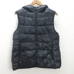 g■ユニクロ/UNIQLO　ウルトラライトダウンベスト/フーディ【XL】黒/LADIES/H72【中古】■