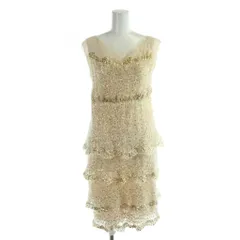 エルマノシェルビーノ ERMANNO SCERVINO ワンピース 絹 シルク ベージュ スパンコール ティアード ノースリーブ /APのサムネイル
