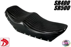 SR400 RH01J 鋲打ち 縦柄 タックロールシート/ボタン1JRリベットSR500 1JNキャブ車 ブラックBLACK黒 アンコ抜き 段シート へっぽこ社長のサムネイル