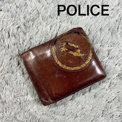 POLICE ポリス 二つ折り財布 レザー ブラウン 型押しロゴのサムネイル
