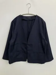 aquagarage ノーカラージャケット ネイビー 無地 ショート丈 レディースのサムネイル