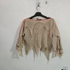 グレー エンブロイダリー ニット セーターのサムネイル