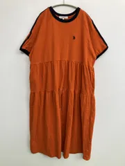 U.S. POLO ASSN. ユーエスポロアッスン ワンピース F オレンジ コットン 無地 ワンポイント 半袖 ティアード ミモレ・半端丈 レディースのサムネイル