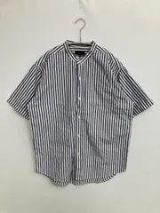 ZIP FIVE ジップファイブ シャツ/ブラウス M ブルー コットン ストライプ柄 半袖 スタンドカラー ミドル丈 メンズのサムネイル