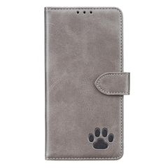 LUKKRTT Case for 전화 커버 iPhone 16 Pro용 아이폰 16 프로 케이스 수첩형 귀여운 고양이 발자국 육구 지갑형 카드 수납 마그넷식 스탠드 기능 첨부 전면 보호 내충격 (A2-그레이, iPhone16 pro 대응)