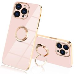 JOOBOY iPhone16 Pro용 케이스 링 첨부 도금 가공 렌즈 보호 tpu 소프트 스트랩 홀 첨부 내충격 슬림 세련된 아이폰 16Pro용 케이스 (핑크, iPhone16 Pro)