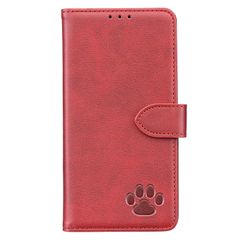 case for iPhone 16 Pro 커버 아이폰 16 프로 케이스 수첩형 고양이의 발자국 육구 (KKGO) 카드 포켓 첨부 지갑형 가로 두어 스탠드 기능 첨부 마그넷식 전면 보호 (A2-레드, iPhone16 pro)