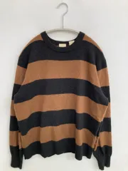 Levi's リーバイス ニット/セーター S ブラウン ボーダー柄 ナイロン クルーネック(丸首) 長袖 メンズ レディースのサムネイル
