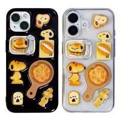 GREDINO iPhone16 Pro Max용 케이스 스누피 스마트폰 케이스 iphone 16ProMax ?용 TPU 입체적인 장식 흠집 방지 지문 방지 스누피 iphone 16promax 케이스 휴대 보호 커버