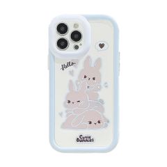 GREDINO iPhone16 Pro Max 용 케이스 토끼 스마트 폰 케이스 iphone 16ProMax 용 레이저 TPU 흠집 방지 지문 방지 내충격 토끼 ins 한국풍 핑크 화이트 iphone 16promax 케이스 휴대 보호 카