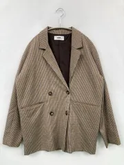AZUL by MOUSSY アズールバイマウジー テーラードジャケット M ベージュ チェック柄 ミドル丈 フードなし ダブル レディースのサムネイル