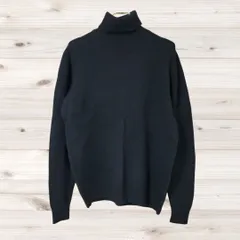 A1833 ユニクロ UNIQLO ニット セーター 長袖(L) 黒 無地 ウール ハイネック タートルネック