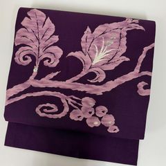 型紅染め 名古屋帯 正絹 縮緬 紫 草木染めso592 - メルカリ