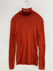 UNIQLO ユニクロ ニット/セーター L オレンジ ウール・ニット 無地 ミドル丈 長袖 タートルネック/ハイネック レディース