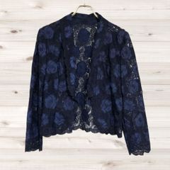 A1846 ヴィンテージ Vintage カジュアルジャケット アウター ネイビー バラ 花 総柄のサムネイル