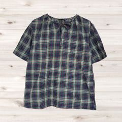 A1847 レディーススポーツクラブ Lady's Sports Club ブラウス 長袖 五分袖(L) チェック 総柄 綿のサムネイル