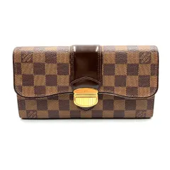LOUIS VUITTON ポルトフォイユ システィナ ダミエエベヌ ダミエエベヌ レザー、PVC ブラウン 二つ折り長財布 ゴールド N61747