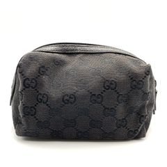 美品 グッチ 039 0950 GGキャンバス ポーチ 黒 ブラック レディース