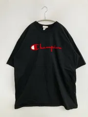 Champion チャンピオン Tシャツ/カットソー 2XL-LARGE ブラック 前面プリント ブランドロゴ ミドル丈 半袖 クルーネック(丸首) メンズ レディース